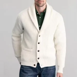 Custom Logo Oem Men’s Winter Casual Knit Coat Jacket Wool Cotton Pocket Homme Knitwear Cashmere Knitted Button Cardigan Sweater