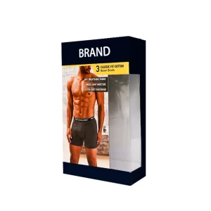 Custom Logo Printed Apparel Packaging Box Cardboard Paper Underwear Boxer Briefs Box with Clear PVC Window