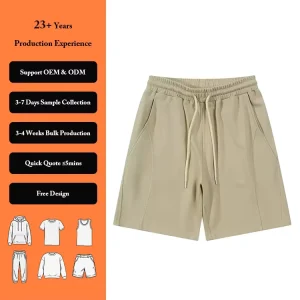 Custom Logo Printed Men’s Casual Bermuda Shorts 100% Cotton French Terry Elastic Waist Breathable Silk Screen Printed Oversized