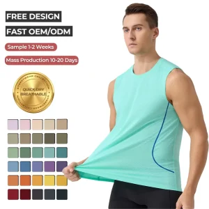 Custom Logo Quick Dry Men’s Tank Top Breathable Sleeveless T Shirt Athletic Gym Wear Running Outdoor Sports Performance Vest