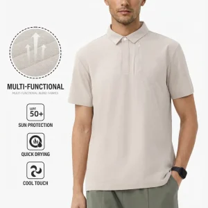 Custom Logo Quick Dry Polo Shirt Men Breathable Moisture Wicking Performance Top Minimalist Business Casual Solid Polo Shirt