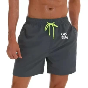 Custom Logo Quick Dry Swim Trunks for Men 100% Nylon Fabric Beach Shorts with UPF 50+ Swimming & Pool Party Wear