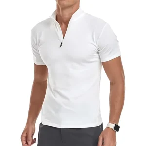 Custom Logo Short Sleeve for Shirts 95% Cotton 5% Spandex Quarter Zip Casual Regular Fit Stand Collar Pattern Knitted Garment