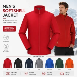 Custom Logo Softshell Jacket Men’s Fleece Lined Windbreaker Waterproof Outdoor Coat Sports Outerwear Corporate OEM Factory