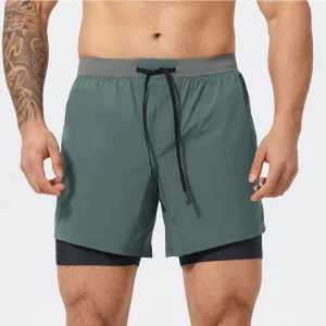 Custom Logo Sportswear Polyester Spandex England Style Summer Shorts Double Layer Workout Gym Running Shorts Men