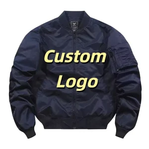 Custom Logo Stylish Thick Ma1 Filling Stand Collar Full Zipper Men’s Bomber Jacket