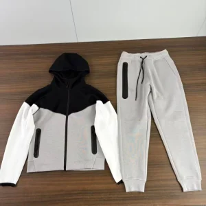 Custom Logo Tech Fleece Men’s Tracksuit Set 2 Piece Heavyweight Cotton Hoodie and Joggers Sportswear Suit