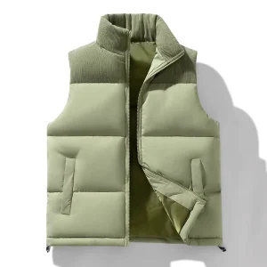 Custom Logo Unisex Puffer Vest Stand Collar Waterproof Windproof Winter Thickened Warm Padded Bodywarmer Sleeveless Jacket Men