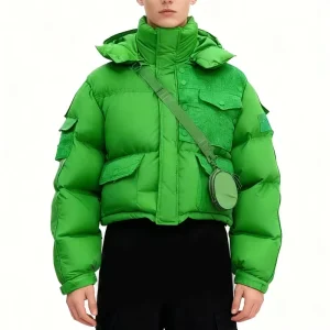 Custom Logo Winter Puffer Jacket for Men Cropped Coat Streetwear Down Jackets