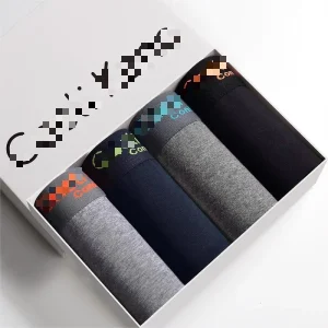 Custom Logo Word Jacquard Elastic Waistband Anti Bacterial U Pouch Knitting Man Boxer Briefs Comfortable Cotton