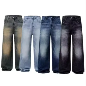 Custom Low Moq Men Loose Fashion Baggy Jean Trousers Faded Black Blue Oversize Vintage Washed Fit Denim Men’s Jeans Clothing