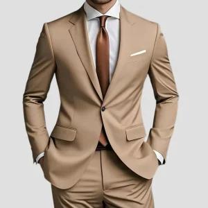 Custom Luxury Two Piece Men’s Wedding Suit Custom Jacquard Jacket Men’s Slim Solid Color Business Office Suit Sets for Men