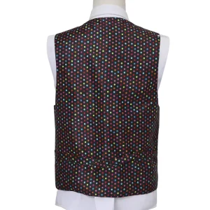 Custom Make Vest Colorful Polka Dot Lining Men’s Solid Formal Waistcoat Tuxedo Dress Vest