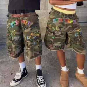 Custom Manufacturer Ripstop Camouflage Baggy Tactical Man Camo Streetwear Multi Pockets Cargo Shorts For Men