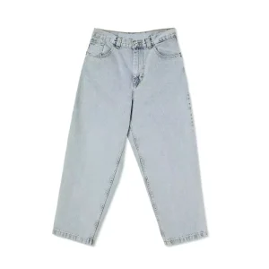 Custom Men 100% Cotton Light Blue High Waisted Tapered Legs Damage Jeans Baggy Fit Big Boy Jeans