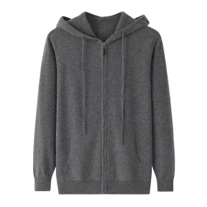 Custom Men Cashmere Hoodies Knitted Sweater Winter Long Sleeve Knit Wool Cardigan Sweater