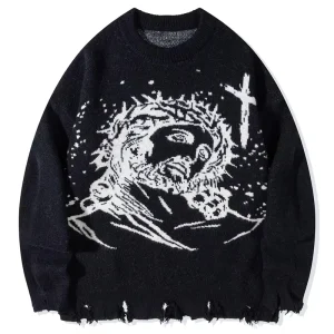 Custom Men Sweater Jacquard Pattern Manufacturer Cotton Knitwear Winter Pull Homme Casual Jumper Pullover Knitted Sweater Men