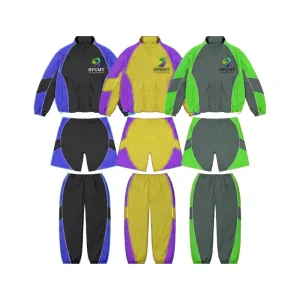 Custom Men’s Acid Wash Streetwear Windproof Nylon Jacket & Short Pants 3 Piece Tracksuit Set