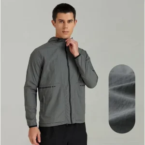 Custom Men’s Autumn Outdoor Hooded Jacket for Hiking Waterproof Windproof Breathable Anti UV Technology Zipper Closure 100%