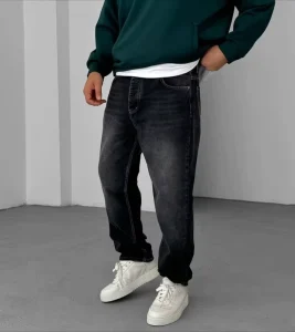 Custom Men’s Autumn Solid Breathable Denim Jeans Loose Fit Light Wash Casual