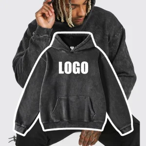 Custom Men’s Blank Oversized 100% Cotton Heavyweight Distressed 400gsm Streetwear Hoodie Manufacturer Acid Wash Hoodies for Men