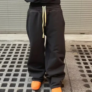 Custom Men’s Blank Oversized Wide Leg Stacked Track Jogging Pants High Quality 100% Cotton Men Baggy Flared Sweatpants