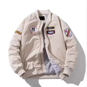 Custom Men’s Bomber Jacket Autumn Winter Thick Warm Embroidered Zipper Coat Fat Guy Large Size Man Flight Jacket