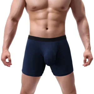 Custom Men’s Boxer Briefs Soft Breathable 3D Pouch Boxer Underwear Long Leg Moisture Wicking Underpants 3 Pack