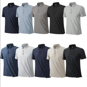 Custom Men’s Breathable Lightweight Polo Shirt with 3D Embroidery Logo Short Sleeve 100% Polyester