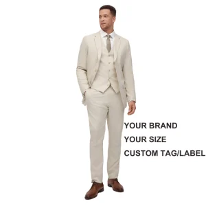 Custom Men’s Business Suit 3 Pieces Single Breasted Blazer Dress Two Buttons Plus Size