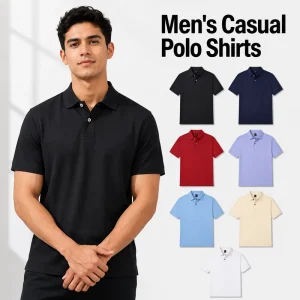 Custom Men’s Classic Polo Shirts Cotton Blend Casual Premium Golf Business Stretch Workwear Work Uniform