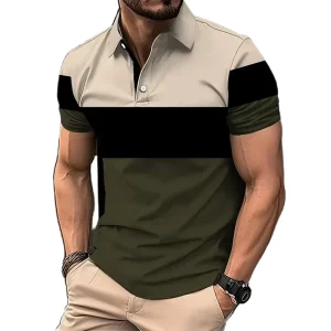 Custom Men’s Color Block Polo Shirt OEM Short Sleeve Casual Polo T Shirt for Men Custom Logo Golf Polo Shirt for Business