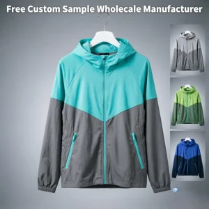 Custom Men’s Colorblock Windbreaker Jacket Lightweight Outdoor Hooded Coat Waterproof Breathable Quick-Dry Running Sportswear