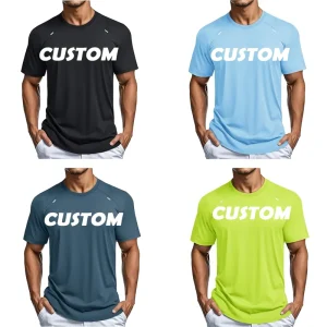 Custom Men’s Cool Fabric Workout Sportswear Gym T Shirt Quick Dry Loose Crew Neck Short Sleeves Breathable for Running Fitness