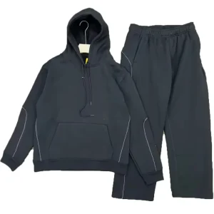 Custom Men’s Cotton French Terry Oversized Hoodie and Sweatpants Set Casual Winter Style with Drop Shoulder and Hood