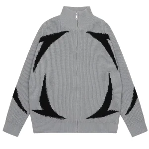 Custom Men’s Cotton Knitwear Casual Long Sleeve V Neck Jacquard Men’s Cardigan Sweater