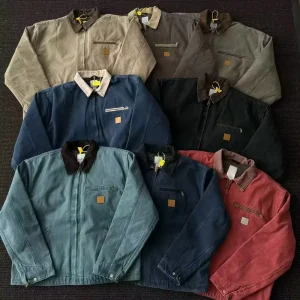 Custom Men’s Distress Vintage Duck Cotton Satin Weave Work Jacket Winter Detroit Worker Workwear Canvas Barn Jacket