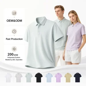 Custom Men’s Essential Polo Shirts Mulberry Silk Spandex Ice Cool Smooth Classic Casual Tops Factory Direct OEM ODM