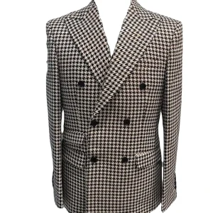 Custom Men’s Fashion Solid Metallic Suit Houndstooth Jacket Blazer Polyester Rayon Weddings Prom Party Dinner Tuxedo Suit