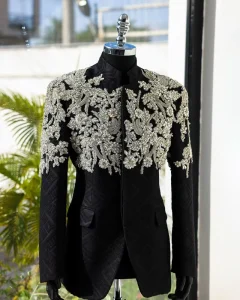Custom Men’s Fashion Solid Metallic Suit Jacket Blazer Polyester Rayon Weddings Prom Party Dinner Tuxedo Suit