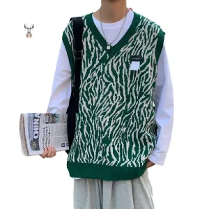 Custom Men’s Fitted V Neck Sweater Vest 100% Cotton Knitwear for School Casual Wear with Front Logo for Winter