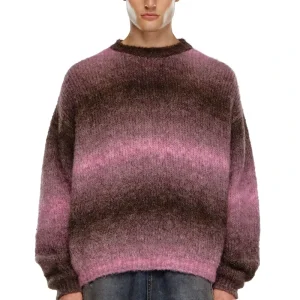 Custom Men’s Gradient Color Wool Knitted Top Oversized Fashion Winter Warm Thick Sweater with Comfortable Neck