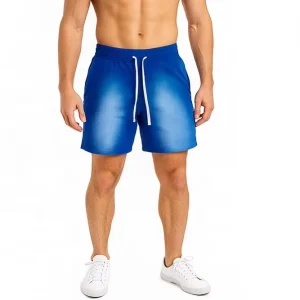 Custom Men’s Gradient Quick Dry Swim Shorts Mesh Lined Elastic Waist Drawstring Beach Shorts Custom Logo Factory