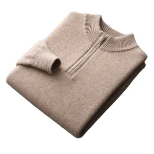 Custom Men’s Half Zip Up Sweater Stand Collar Daily Commute Knitwear Quarter Zip Pure Color Knitted Pullover