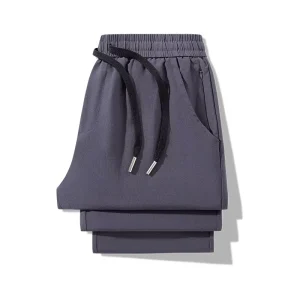 Custom Men’s High Elastic Casual Pants Loose Fit Drawstring Trousers OEM Custom Logo Men’s Quick Dry Pants