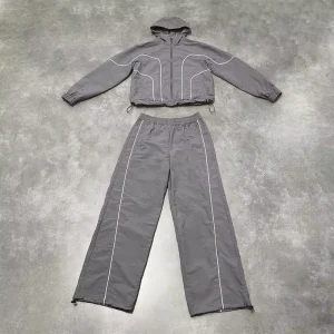 Custom Men’s High Quality Windbreaker Tracksuit Polyester Embroidered Zip Jacket Hooded Pants Formal Streetwear Quick Dry Winter