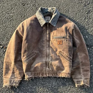 Custom Men’s Jacket Unisex Washed Distressed Raw Hem Sun Faded Zipper Pockets Lapel Shirt Style Outerwear