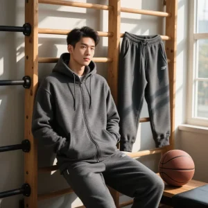 Custom Mens Jogger Sets Sportswear Fleece Oversize Full Face Zip Hoodie Set Streetwear Casual Winter Tracksuits for Men