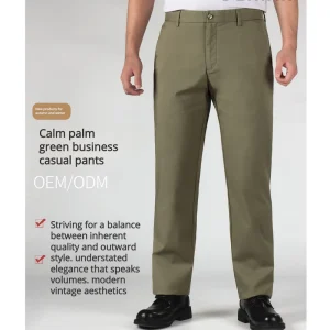 Custom Men’s Lightweight Autumn High Waist Vintage Straight Leg Cotton Suit Pants with Zipper Fly Chinos