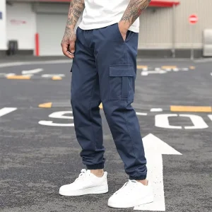 Custom Men’s Multi Pocket Cargo Pants Men’s Straight Leg Pants Casual Solid Color Long Pants
